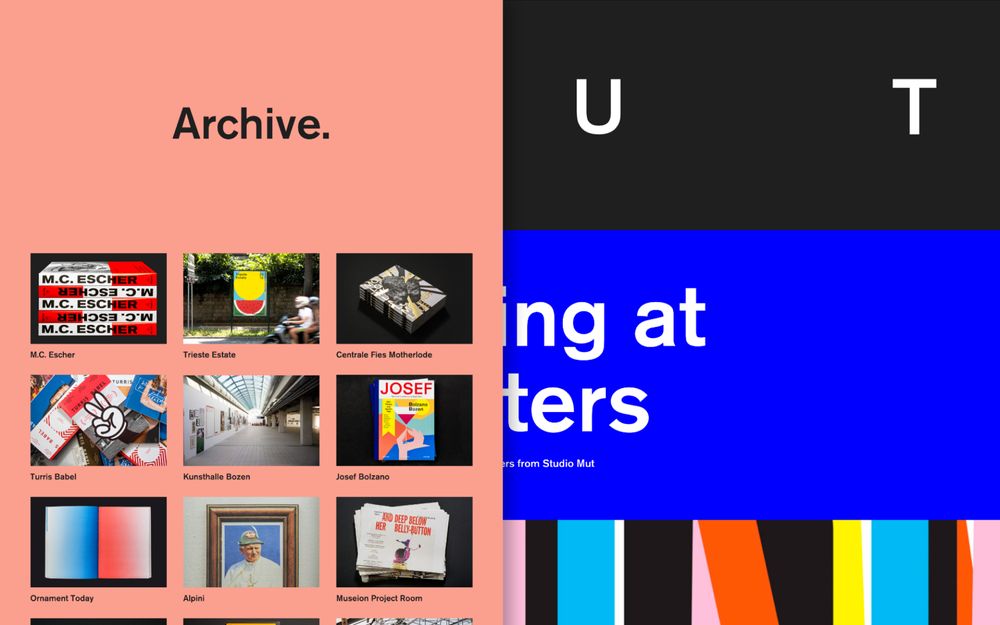 Studio Mut website with the archive modal open
